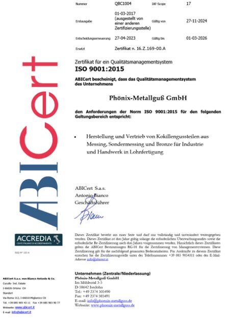 9001 metallgiesserei iso zertifizierung