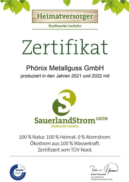 zertifikat-giesserei-oekostrom